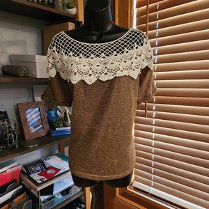 .Crochet Boat-Neck Top - Oversized/Slouchy